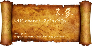 Körmendi Zoltán névjegykártya