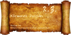 Körmendi Zoltán névjegykártya